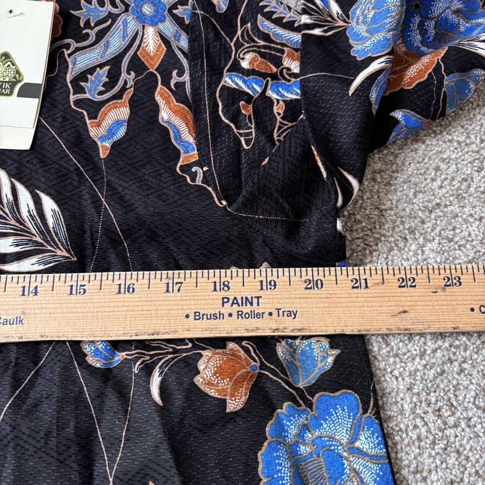 Batik Semar Tunic Shirt Women's‎ 3L (Us Sz XL) Black Blue Orange High-low - Picture 10 of 11